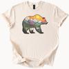 Bear Mountain Forest Graphic T Shirt Nature Wilderness Landscape Art Tee with Sun Trees and River Outdoor Adventure Apparel