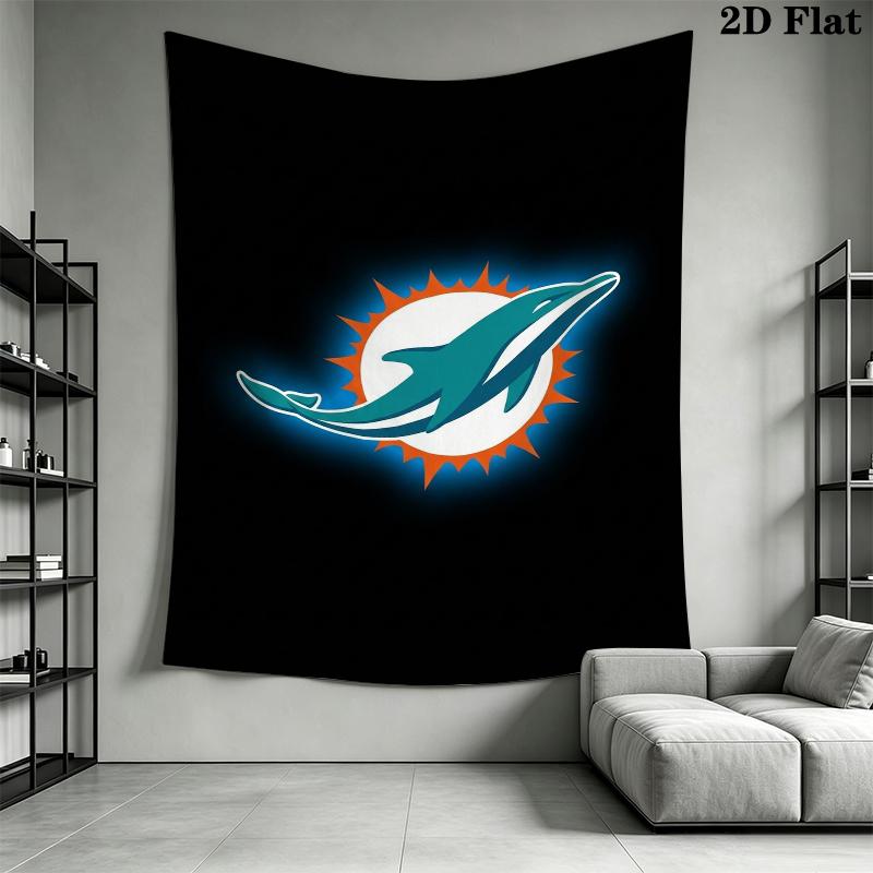 Miami Dolphins Wandteppich Ästhetisches Wandbehang Gedruckter Stoffdecke Dekorative Wandteppiche für Schlafzimmer Wohnzimmer Heimdekoration