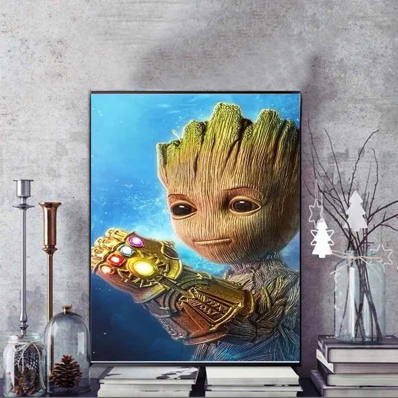 Disney Diamond painted Groot Infinity Gauntlet Creative Fan Art Illustration 5D DIY RhinestoneandDiamondEmbroiderycrossstitchHomeandWeddingDecorations