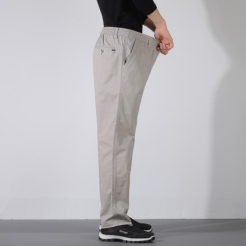 Spring Autumn Men's Clothing Pockets Button Elastic High Waisted Fashionable Casual Straight Pencil Cargo Trousers Vintage Pants