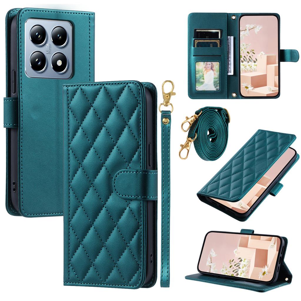 For Xiaomi 14T Wallet Case Rhombus Grid PU Leather Phone Cover