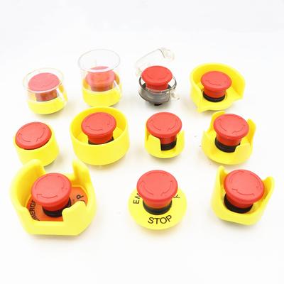 1set Emergency Stop Button Protective Cover,switch Preventing Misoperation, Yellow 22mm Emergency Mushroom Head Protective Seat 1NC + 1NO.