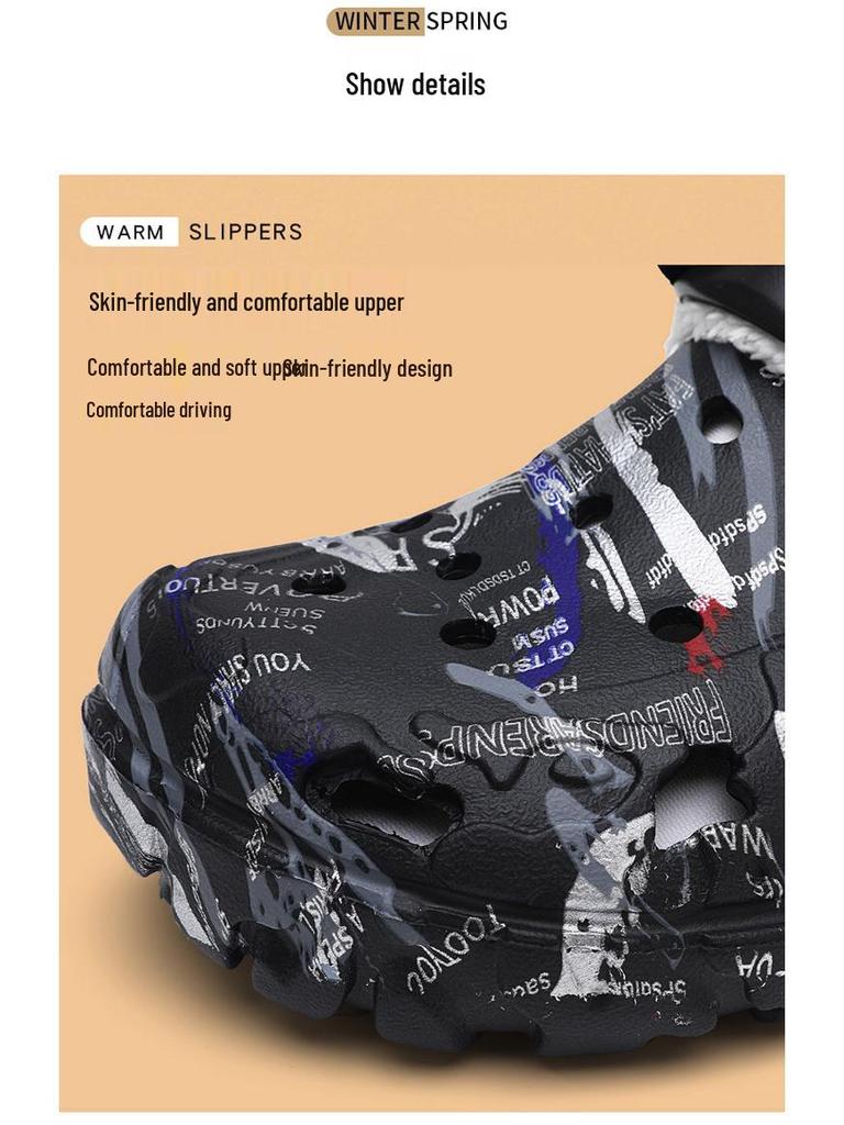 Men's Fleece-Lined Cotton Slippers - Lightweight Plus Size Closed-Toe Shoes