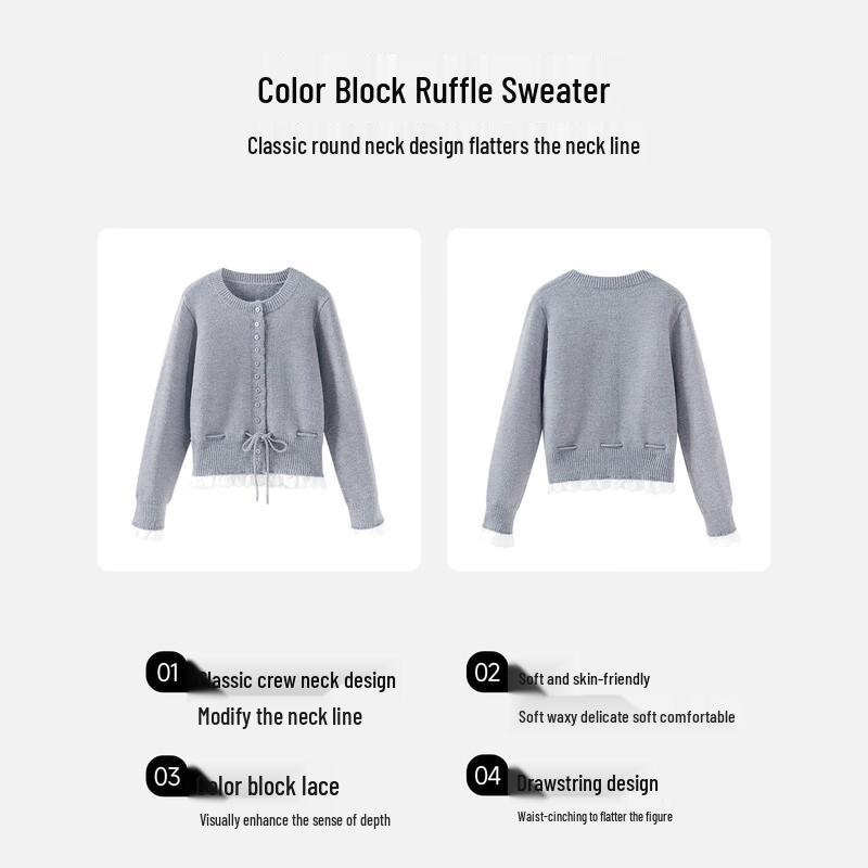 Baleno Women's S&K Ruffled Short Knit Cardigan