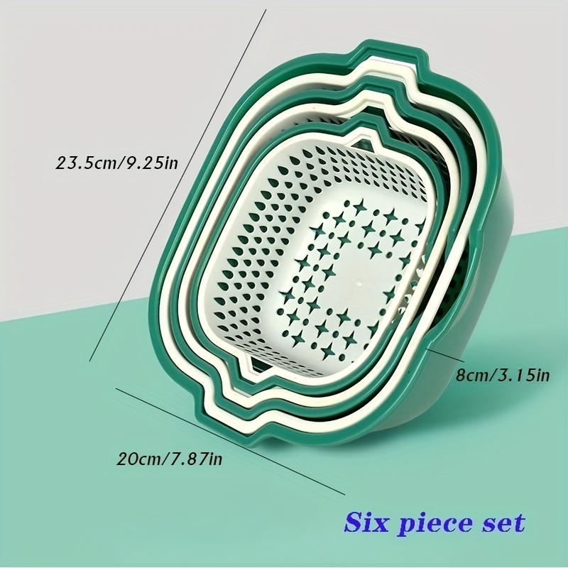 

Набор из 6 штук Двухслойный таз для мытья овощей, Многофункциональная кухонная корзина для слива для мытья, Корзина для хранения для мытья фруктов и овощей 6pcs