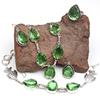 Schmuckset mit Peridot-Edelsteinanhänger und Quarz-Halskette, 45,7–50,8 cm