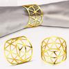 6/12Pcs Golden Napkin Rings Metal Hollow Triangle Circle Design Napkin Holders Buckles Family Dinner Wedding Party Table Decoration