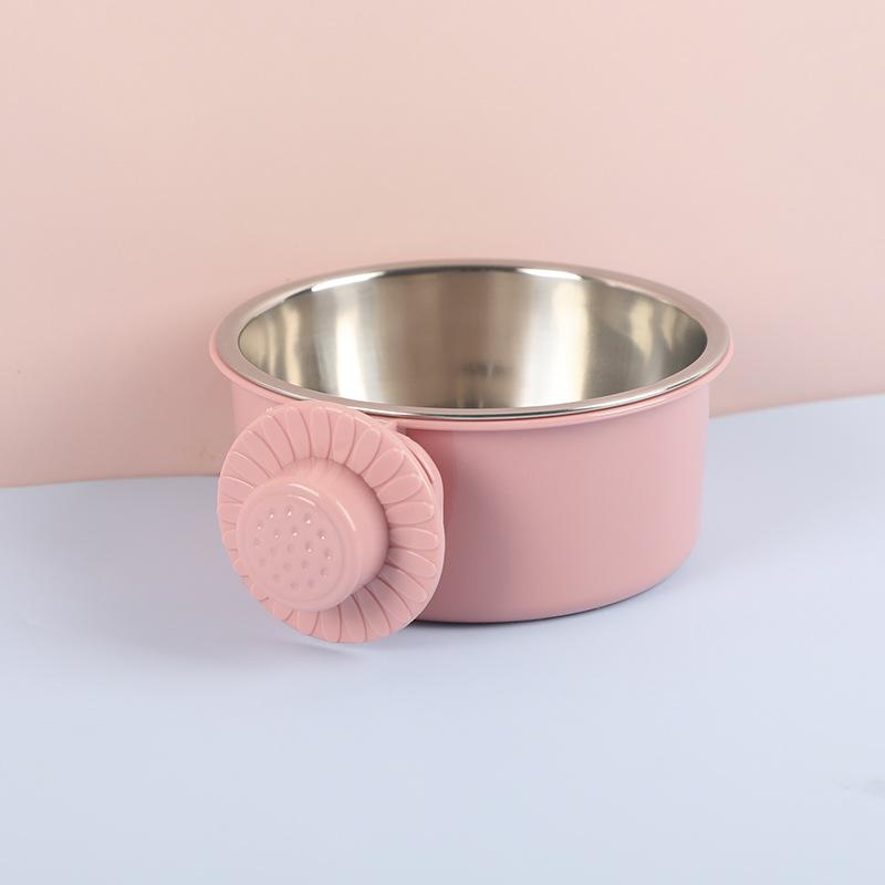 Miao Xin Bao Dog Cage Hanging Fixed Dog Bowl, Dog Cage with Stainless Steel Inner Liner, Pet Hanging Bowl