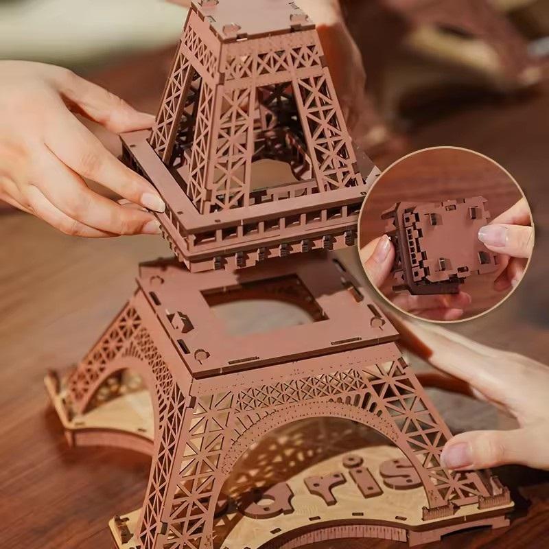 ROBOTIME Rolife Night of the Eiffel Tower 3D Wooden Puzzle TGL01
