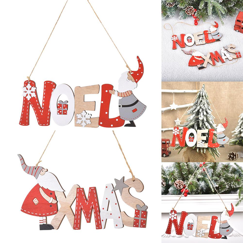 1 Pcs 23*13CM Wooden Santa Claus Letter Hanging Door Hanging Christmas Tree Party For Home Door Xmas Tree Pendants
