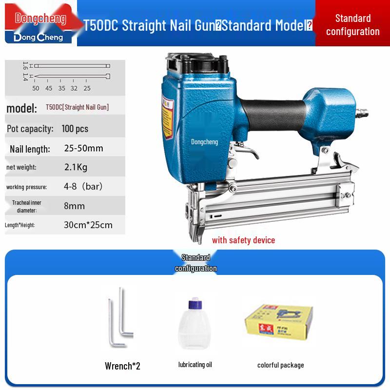 Dongcheng Pneumatic Nail Gun - F30 Woodworking Mosquito, Steel, and T50 Strip Nailer Stapler
