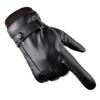 PU Gloves for Men and Women In Autumn and Winter Keep Warm and Fashionable Black Couples Add Velvet Touch Screen To Prevent Wind.