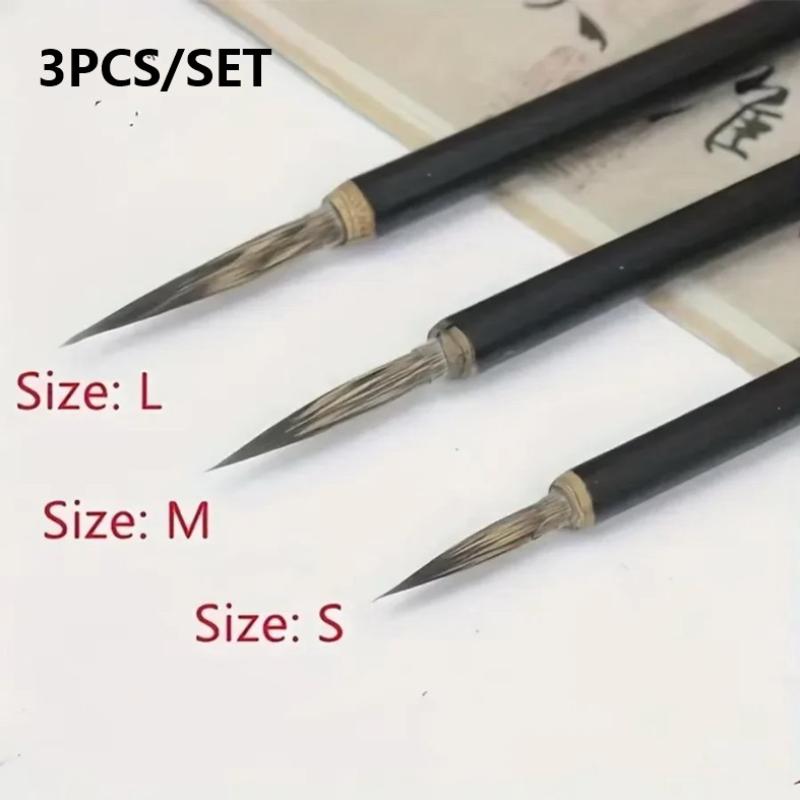Traditional Chinese Mouse Whiskers Calligraphy Brush Fine Bristle for Writing Ink Painting Art Class Beginner Practice