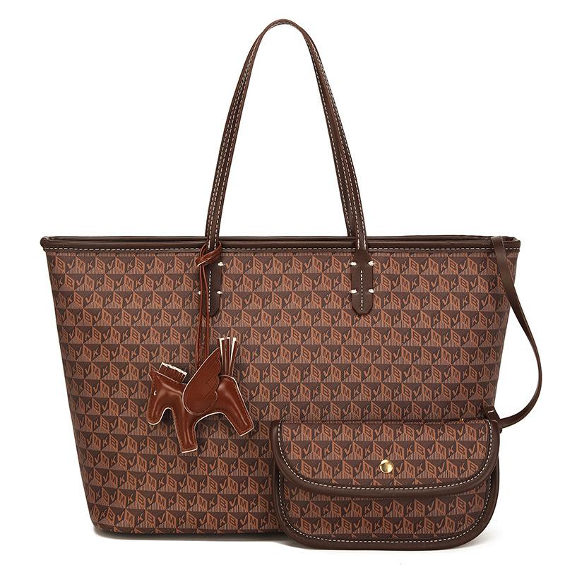 New Stylish and Simple Contrasting Color Shopping Bag Tote Bag Versatile Shoulder Handbag Women's Bag