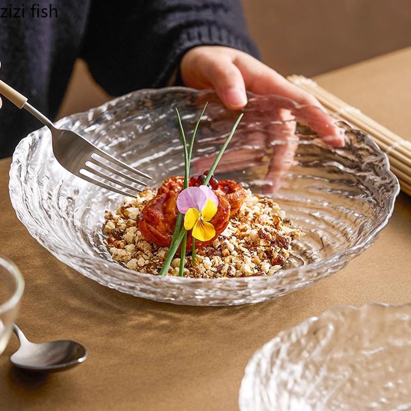 Creative Water Ripple Glass Salad Bowl Dessert Yogurt Bowl Thick Soup Bowls Restaurant Molecular Cuisine Specialty Tableware
