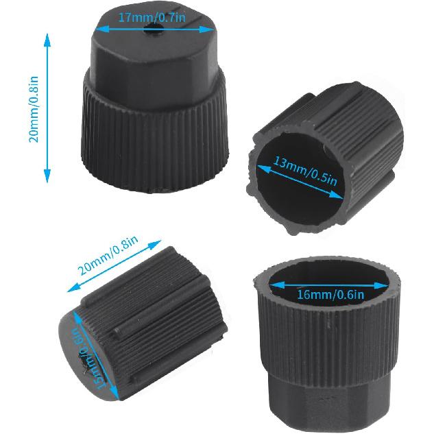 Universal Air Conditioning Service Cap Set Compatible with Most Vehicles AC Charging Port Cover for Car Maintenance and Repair