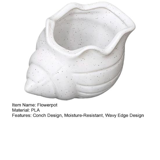 3D Printed Conch Flower Pot Moisture-Resistant Mini Planter with Wavy Edge And Drain