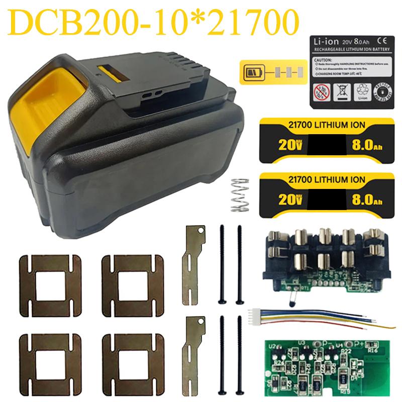 DCB208 Lithium Battery Case 10 X 21700 Storage Box BMS PCBA For Dewalt 18V 20V 8.0Ah Charging Protection Circuit Board Shell