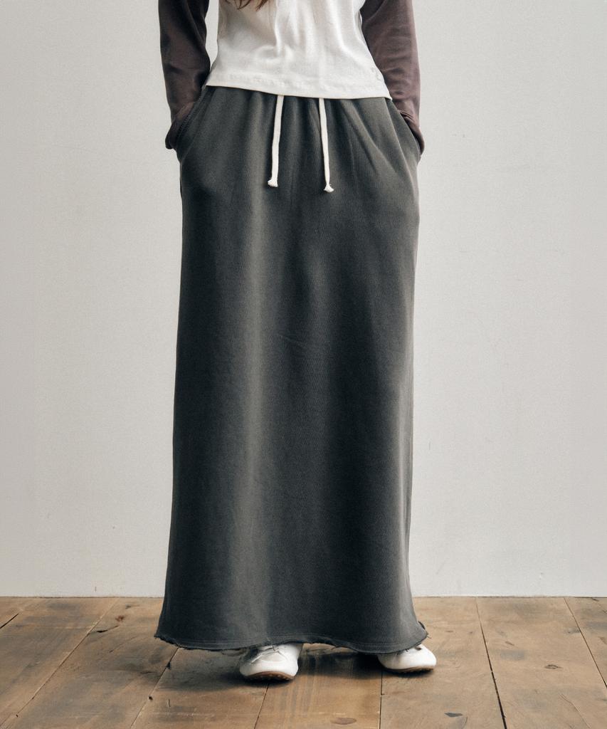 Cita Every Day Comfort Raw Edge Maxi Skirt_Cts620(Charcoal)