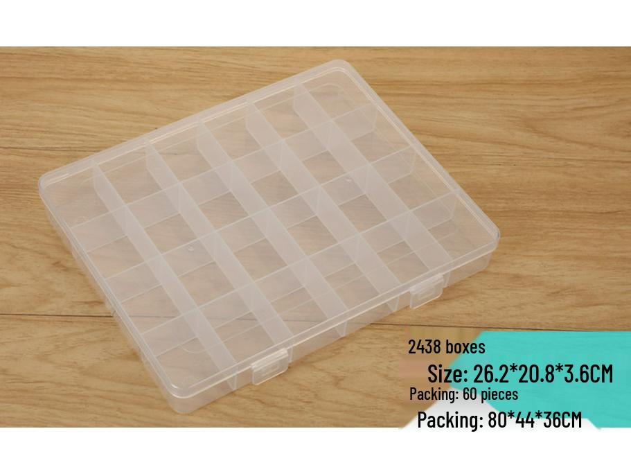 24-Compartment Clear Plastic Jewelry Organizer Box for Earrings and Beads