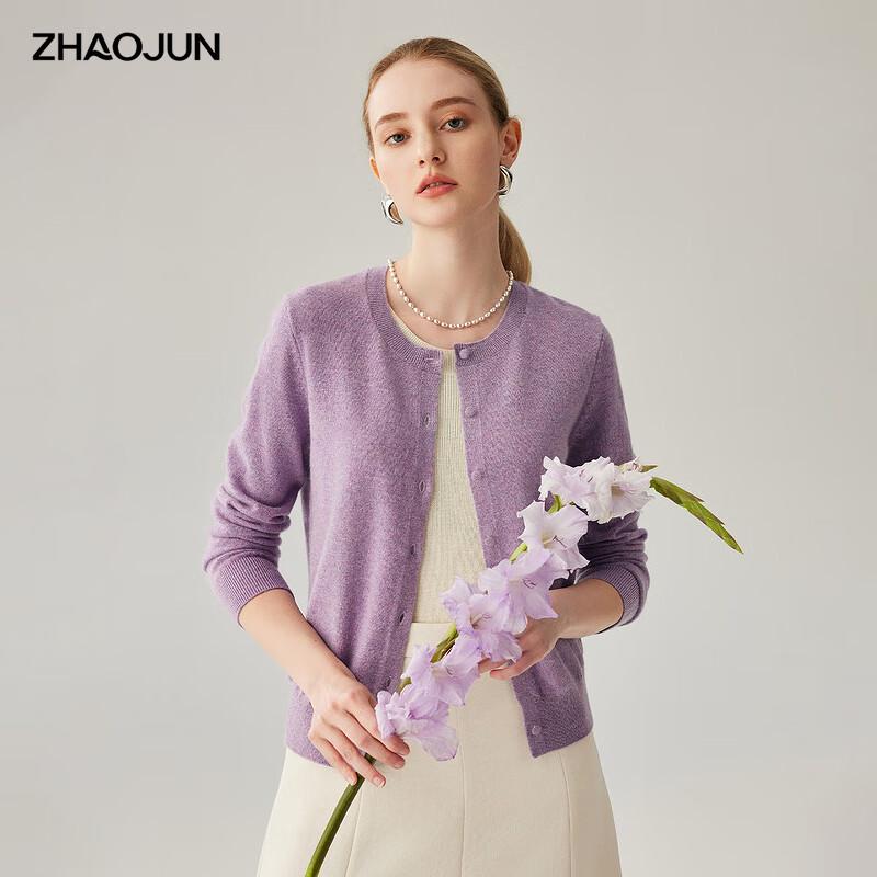 Zhaojun Women's 100% Cashmere Round Neck Cardigan