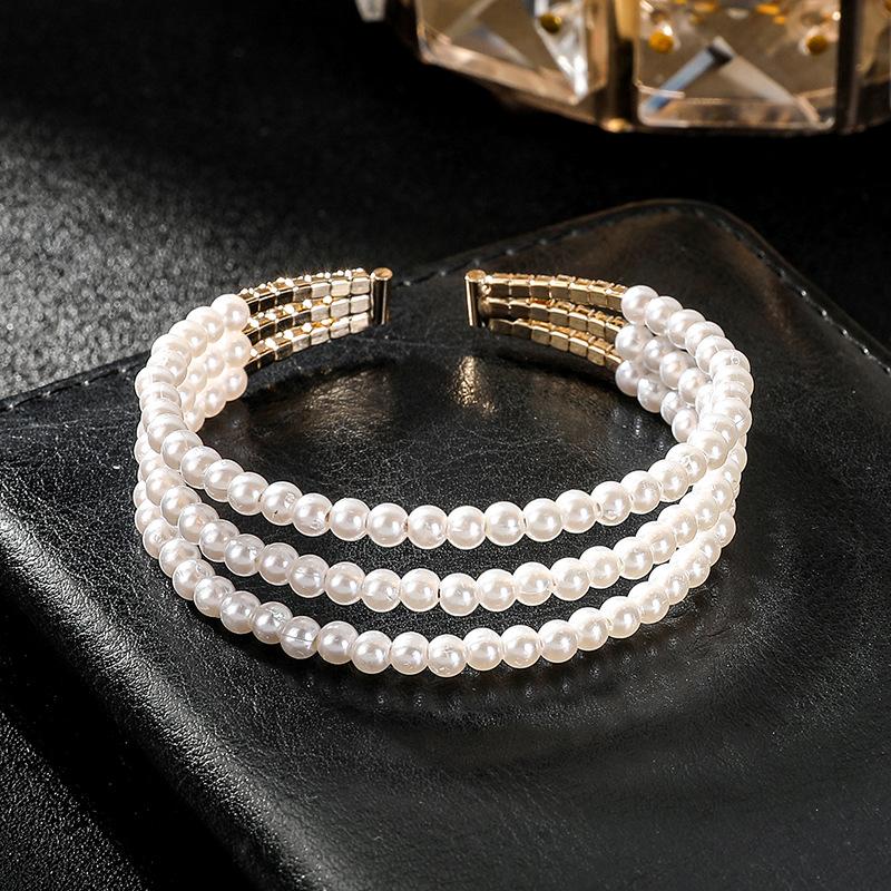 Multi-layer Diamond Pearl Bracelet Wedding Elastic Full Diamond Pearl Bracelet Women