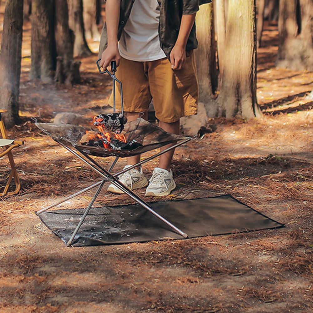 Patio Protective Mats Heat Insulation Grill Mat Blanket Easy To Clean High Temperature for Outdoor Camping for Ground Deck Lawn