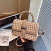 Autumn new small square bag niche design fashionable shoulder portable small satchel woven bag