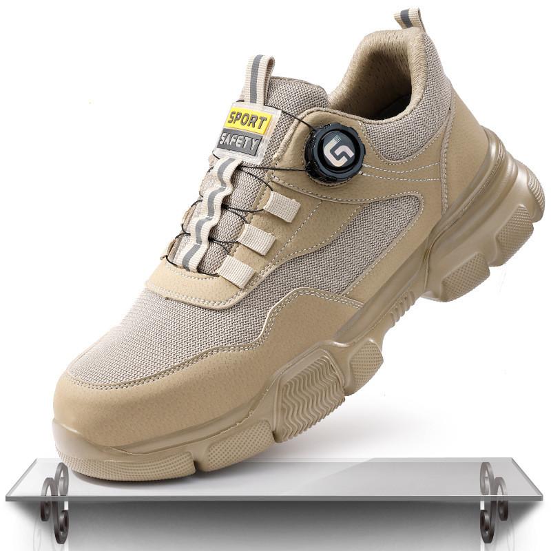 

Breathable in summer Safety Shoes Men Anti-smash Anti puncture Work Sneakers Steel toe shoes Rotating button Protection Shoes 38