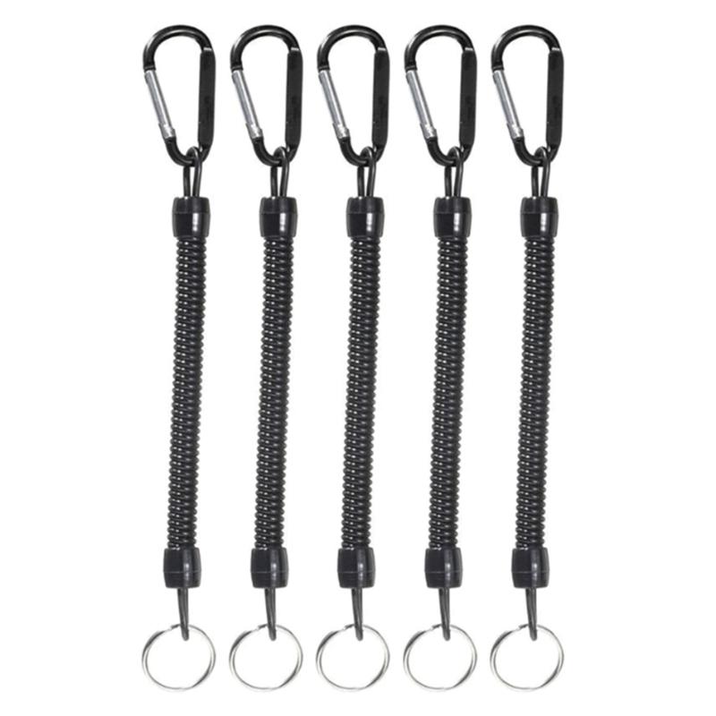 5Pcs Coiled Fishing Lanyards with Carabiner Retractables Fishing Lanyards  Coiled Tethers Secure Tackle Tool Easily Use