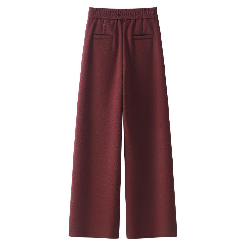 Ankola Women's 2024 Red Wool Pants: Autumn/Winter Collection, Thickened Narrow or Wide Leg Styles
