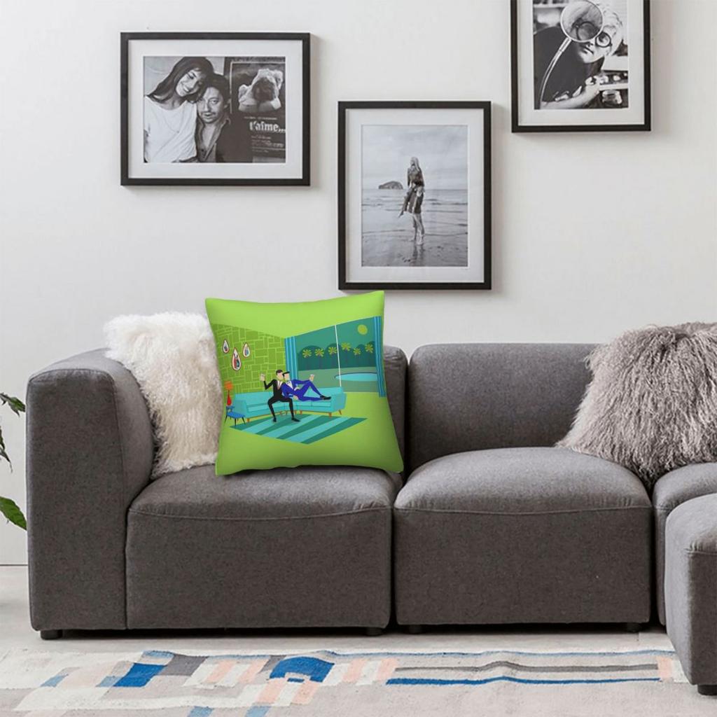 Retro Romantic Gay Couple Pillowcase Polyester Linen Velvet Printed Zip Decor Sofa Seater Cushion Cover