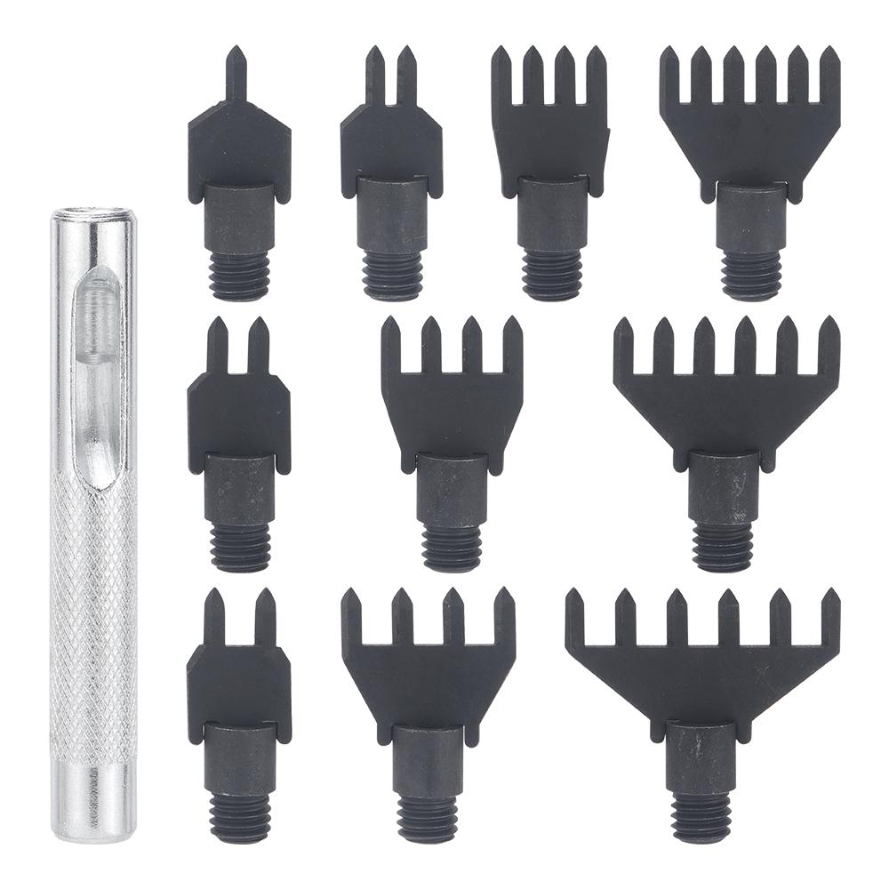 

1 набор инструмента для пробивки и резки кожи со сменными головками с несколькими зубьями, многофункциональный инструмент для штамповки изделий из кожи своими руками