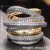 Huitan Stylish Rings with Multi-layer Cross Design Charming Modern Accessories for Women Versatile Chic Bright Jewelry for Party
