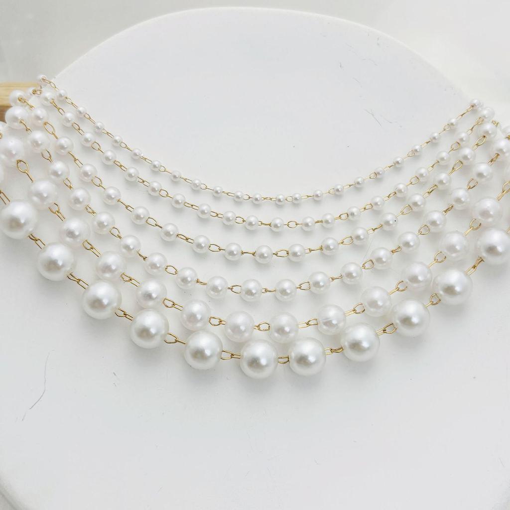 High-Luster 3mm–10mm Pearl Iron Chain for DIY Necklace and Jewelry Crafting