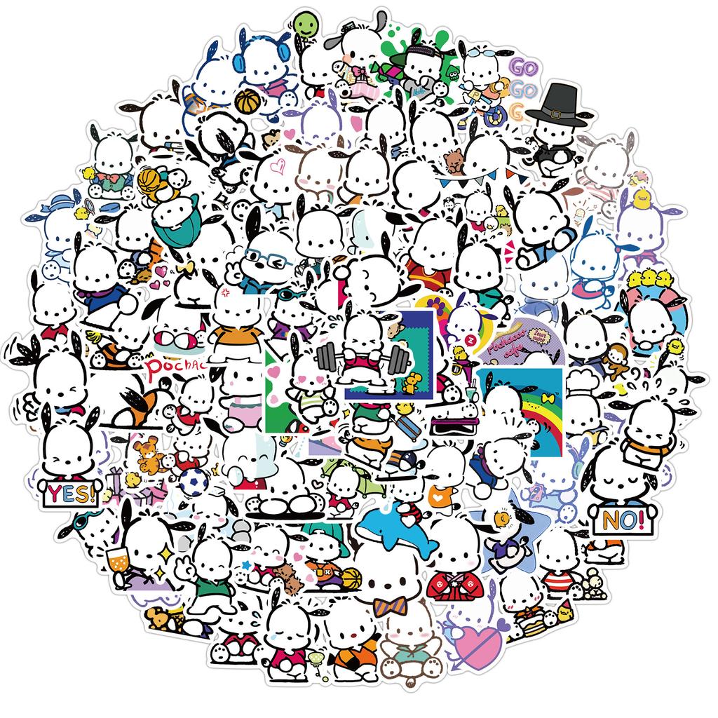 50/100PCS Sanrio Pochacco Cartoon Stickers Waterproof Graffiti Phone Laptop Luggage Guitar Notebook Stickers Decals Kids Toys