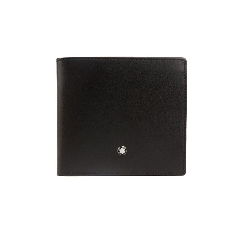 Montblanc Meisterstück Logo Double Fold Leather Wallet Men wallet Black 7163 Box(Basic Set+Box)
