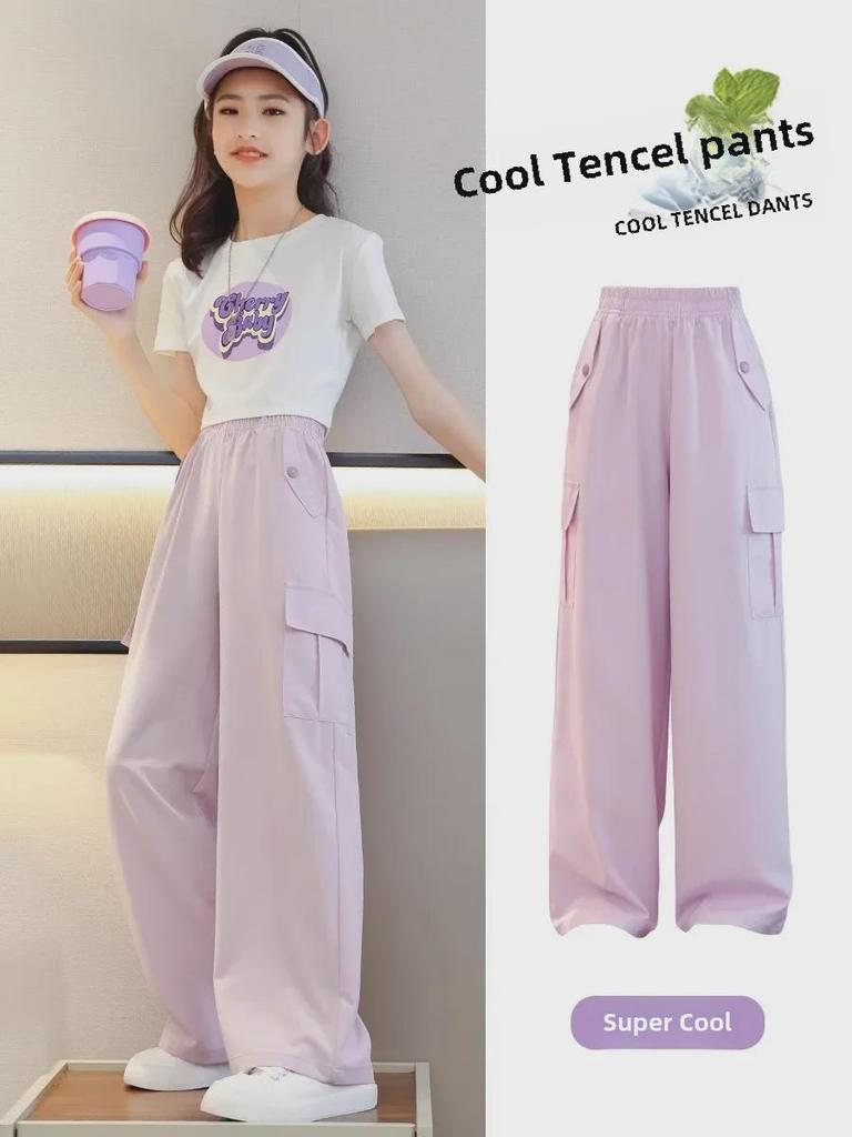 Lässige Eisseidenhose mit weitem Bein für Mädchen – 2024 Anti-Mücken-Hose für Kinder