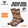 WRELS 1/2/3pairs Merino Wool Socks Moisture Wicking Warm Thermal Hiking Socks Breathable Cushion Hiking Running Compression Sock