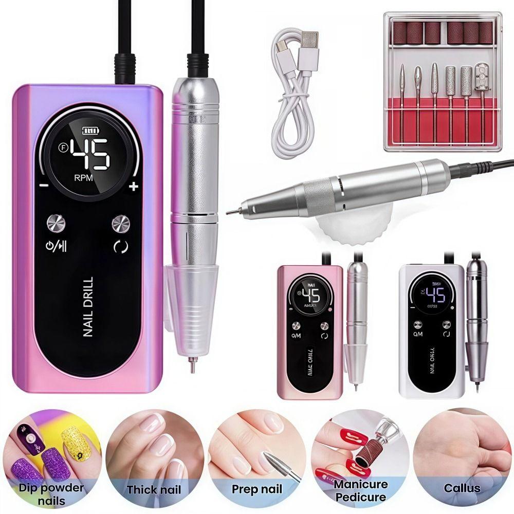 USB Charging Electric Nail Drill Machine 45000RPM Gel Nail Polish Sander  Manicure Nail Equipment