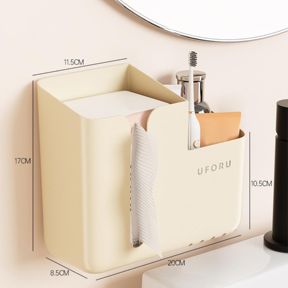 Suction Cup Wall-Mounted Tissue Box Transparent Napkin Storage Box Creative Paper Holder  Bathroom