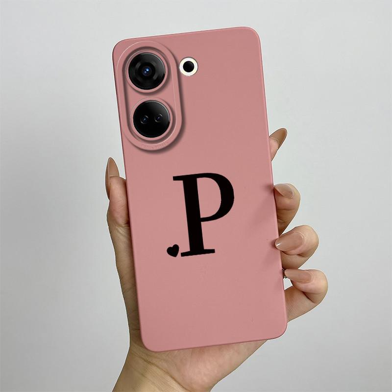 Case For Tecno Camon 20 Pro 4G Cute Initial Letters Liquid Soft Silicone Cover Shell For Tecno Camon 20 Pro CK7n CK6 CK6n Coque