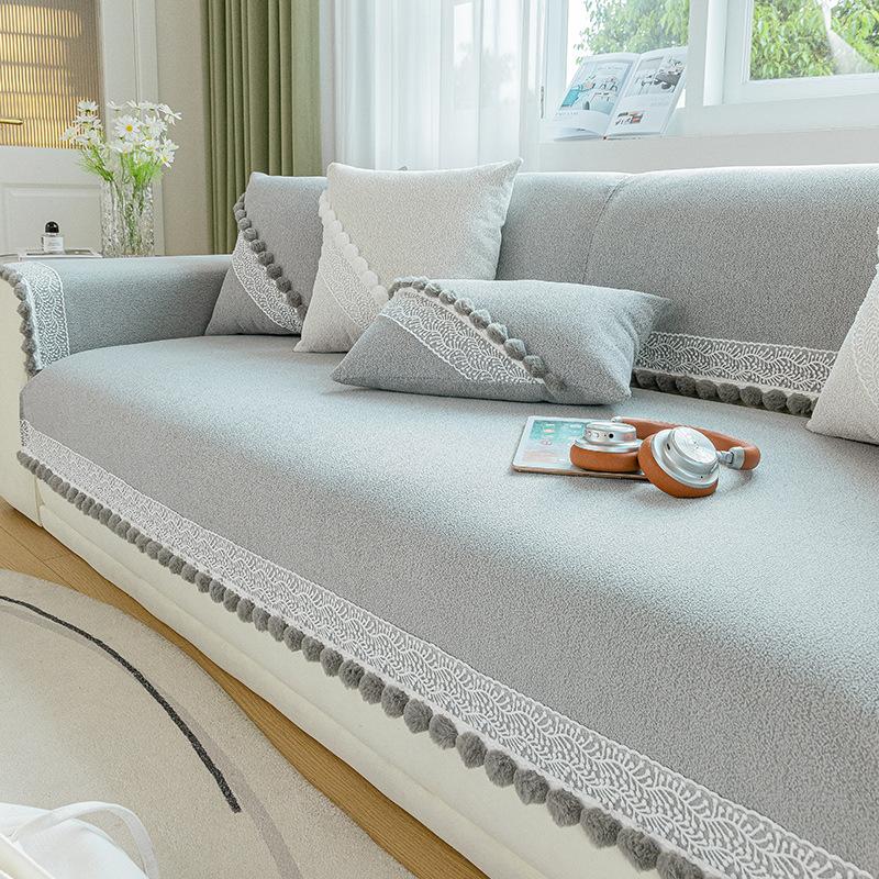 Premium Chenier Super Long Straight Row Sofa Cushion Universal In All Seasons, High-Grade Non-Slip Seat Cushion Cover, Autumn And Winter Cover