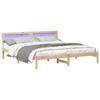 Platform Bed Frame with Headboard Brown 200 X 200 Cm Solid Pine Wood