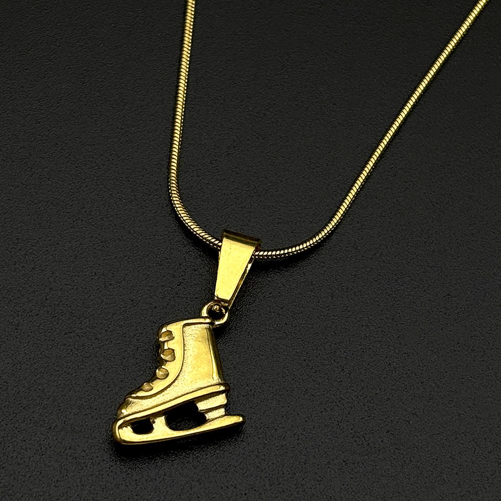Fashion 3D Ice Skate Shoe Necklace Women Men Sport Figure Skating Lover Stainless Steel Hiphop Street Neck Chain Jewelry Gifts