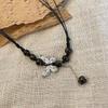 Medieval Retro Butterfly Necklace Female New Chinese Handmade Ceramic Butterfly Collarbone Chain Guochao Drawstring Neck Chain