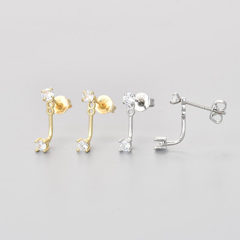 Elegant Back Hanging Small Diamond Stud Earrings For Women Exquisite Niche Temperament Jewelry