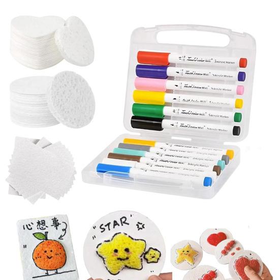 Sada na malování magickou pěnovou texturou DIY 3D pěnová malba umělecká sada s vodními štětci Pufovaná popcornová kresba plátno houbička řemeslné potřeby