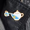 Creative Fish Teapot Enamel Pin: Blue Teacup Design Badge for Jackets