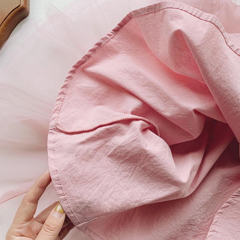 Trendy nadýchané tylové šaty léto 2025: Dívčí princeznovská síťovaná sukně s mašlí a krátkým rukávem